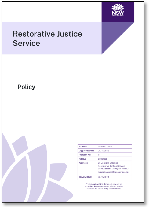 Image of cover to RJS Policy document.